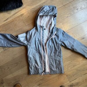 The North Face Kids Gray and Pink Raincoat with Hood